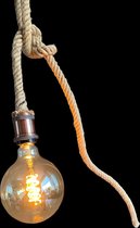 Vintage touwlamp, 3 meter touw met stekker, inclusief mooie LED spiraallamp, stoer en sfeervol, kleine bol