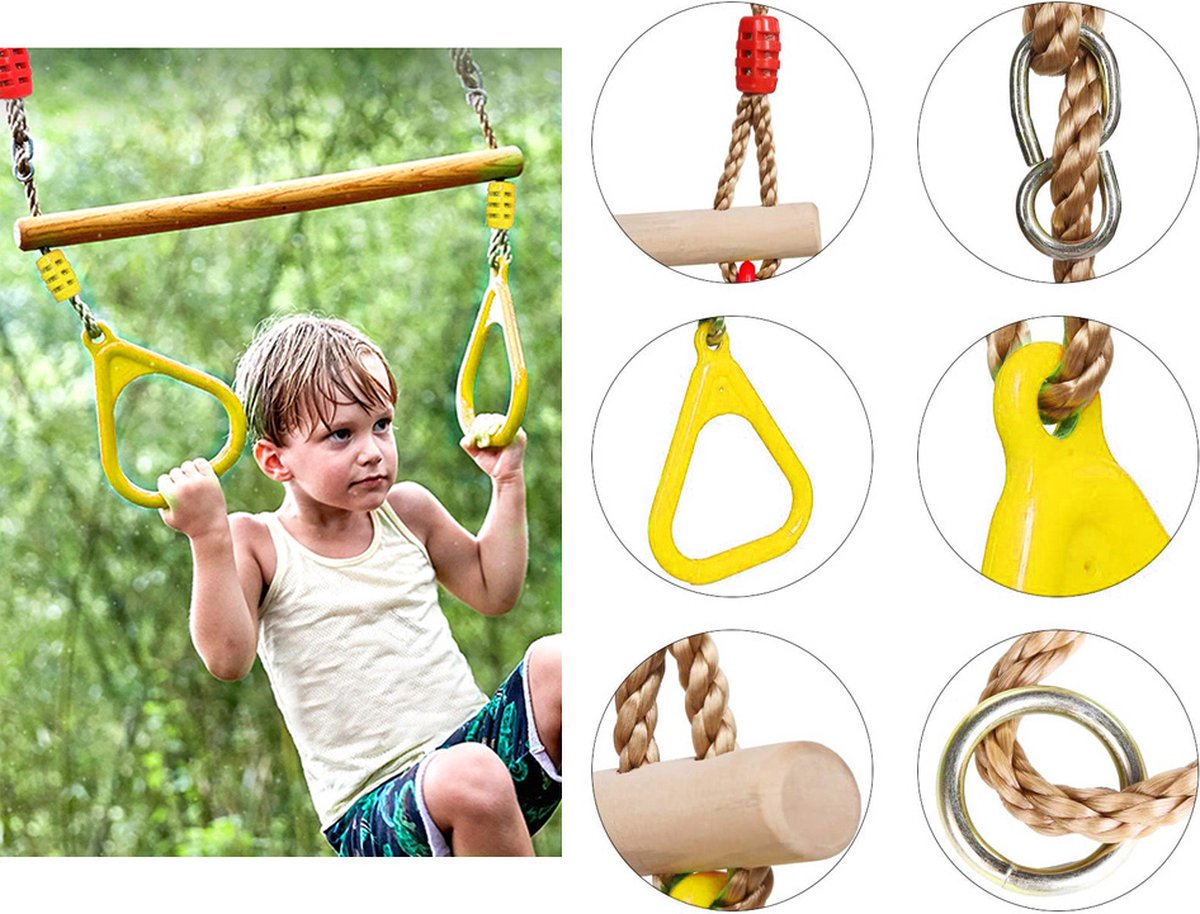 Schommelringen kopen? Turnringen, trapeze en ringen, schommel accessoires - De Bruine Speeltoestellen
