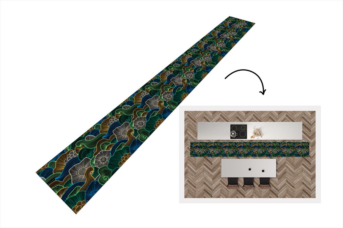 KitchenYeah Keukenloper - Keukenmat - Patroon - Bloemen - Glow - Keuken vloerkleed multicolor, foto 3