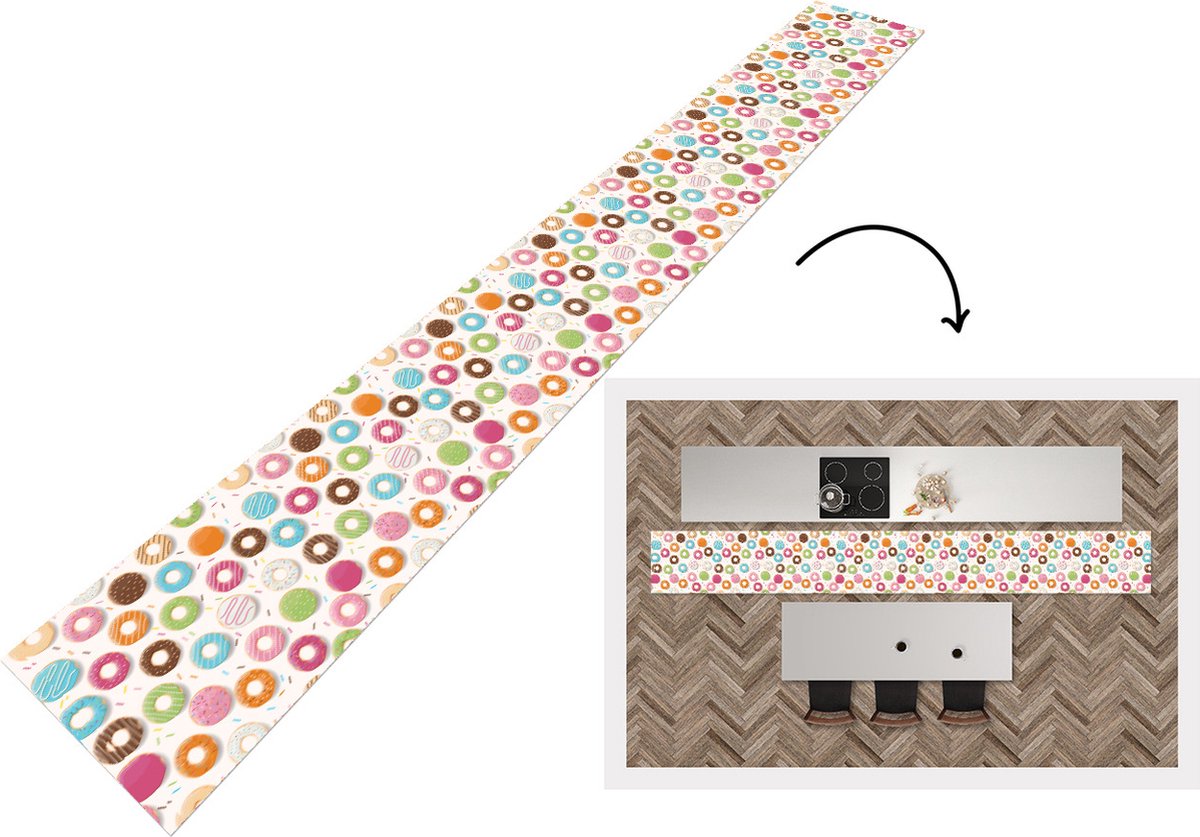 KitchenYeah Keukenloper - Keukenmat - Patronen - Donut - Pastel - Keuken vloerkleed multicolor, foto 3