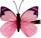 Haarclip roze vlinder - 6 cm
