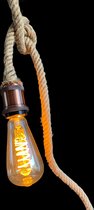 Vintage touwlamp (3 meter) (compleet met mooie LED lamp, druppel), sfeerverlichting, stoere uitstraling.