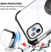Hoesje Geschikt voor iPhone 11 Pro Max hoesje silicone met ringhouder Back Cover case - Transparant/Zwart
