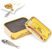 snackvorkjes Sardines RVS/tin zilver/geel 6 stuks