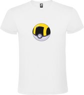 Wit T shirt met print van "Pokeball " print Geel / Wit / Zwart " size L
