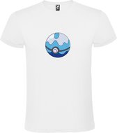 Wit T shirt met print van "Pokeball " print Blauw / Wit " size L