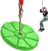 Schommel voor kinderen - Ronde schommel Groen - 75kg max - Makkelijk op te hangen - Touwlengte 110 t/m 190cm