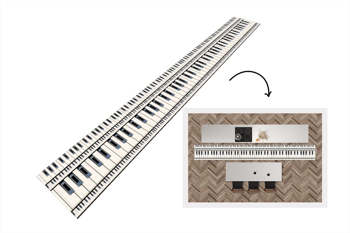 KitchenYeah Keukenloper - Keukenmat - Piano - Patronen - Muziek - Keuken vloerkleed multicolor, foto 3
