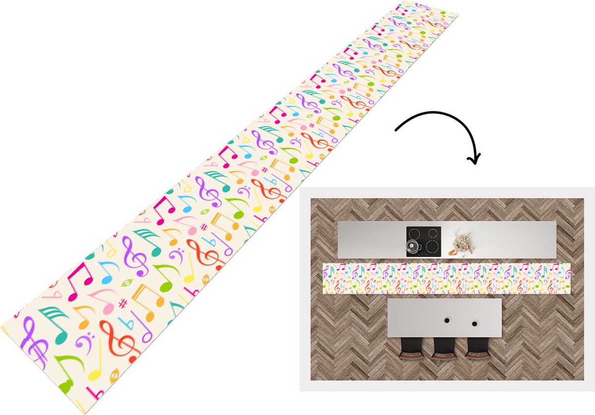 KitchenYeah Keukenloper - Keukenmat - Muziek - Patronen - Regenboog - Keuken vloerkleed multicolor, foto 3