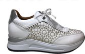 Manlisa Mt 38 lederen bloemenprint comfort sneakers S247-2264 wit