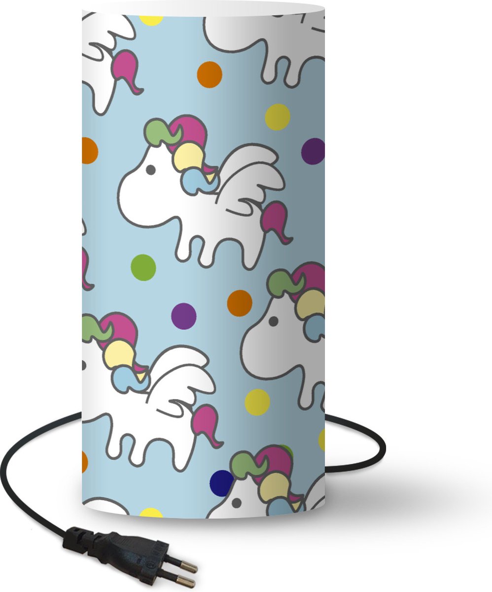Lamp - Nachtlampje - Tafellamp slaapkamer - Unicorn - Patronen - Kind - 54 cm hoog - Ø24.8 cm - Inclusief LED lamp
