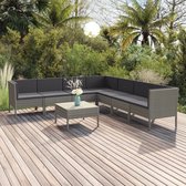 8-delige Loungeset met kussens poly rattan grijs