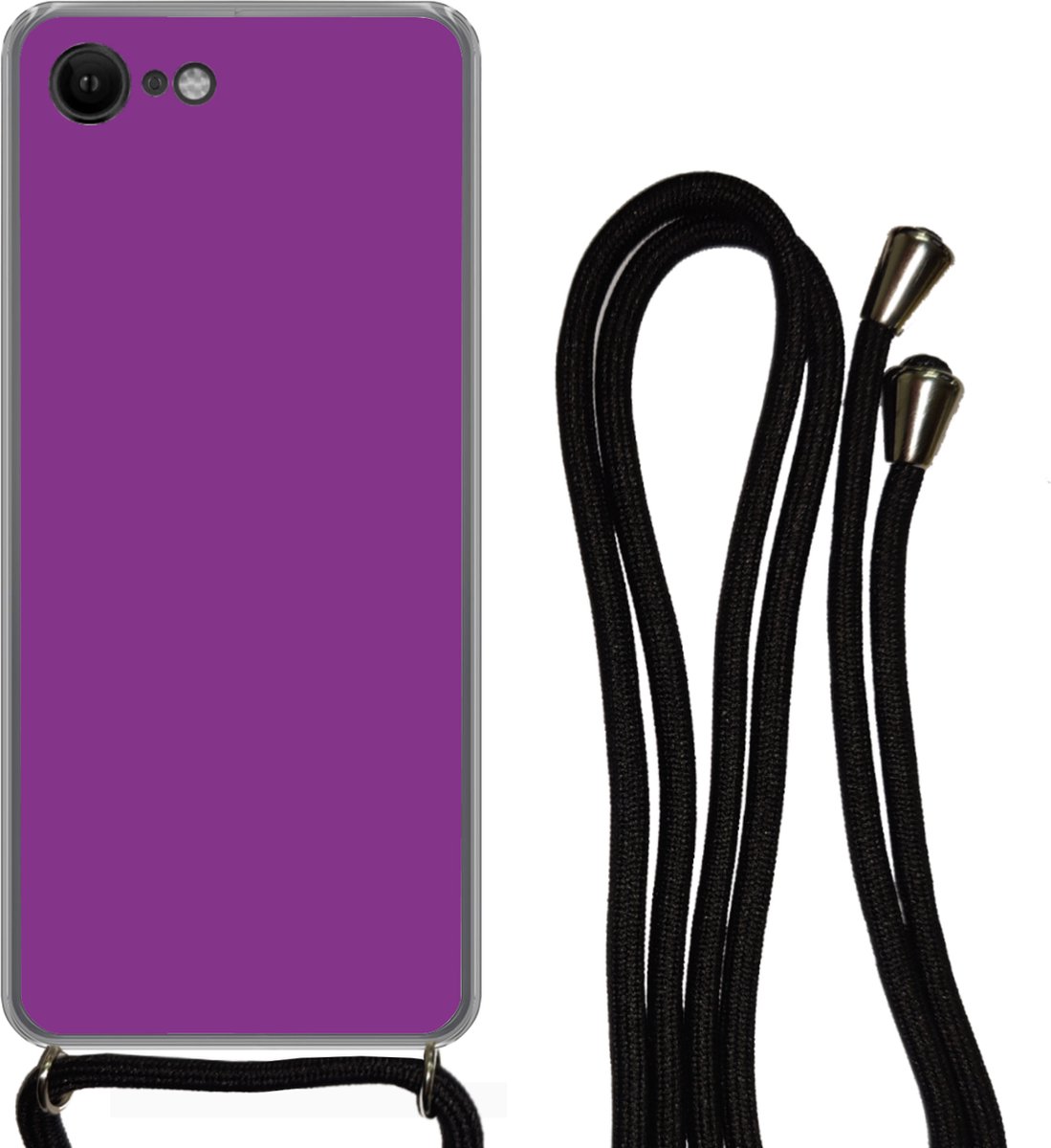 Telefoonhoesje Geschikt voor iPhone 7 - Paars - Kleuren - Effen - Siliconen - Crossbody - Backcover met Koord - Telefoonhoesje met koord - Hoesje met touw Telefoonhoesje