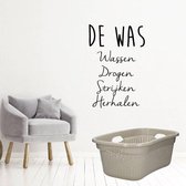 De was tekst muursticker - Muurdecoratie - Wanddecoratie - Wasruimte - Sticker volwassenen - 18 x 27 cm - Zwart - 157