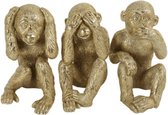 Dream-Living Apen familie horen zien en zwijgen goud-11,5x8x14 cm-3 stuks