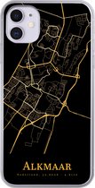 Geschikt voor iPhone 11 hoesje - Alkmaar - Stadskaart - Goud - Zwart - Siliconen Telefoonhoesje