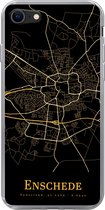 Geschikt voor iPhone 8 hoesje - Enschede - Stadskaart - Goud - Zwart - Siliconen Telefoonhoesje