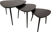 Table basse Zita Home table d'appoint en forme de triangle - entièrement noire - lot de 3 - bois de manguier - pied noir - épaisseur du plateau 2 cm
