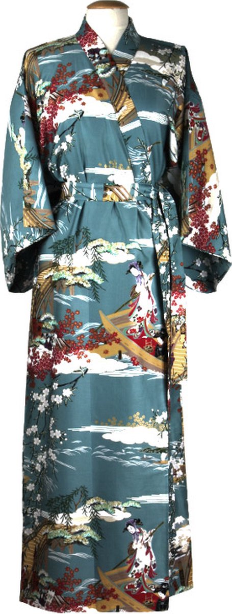 DongDong - Originele Japanse kimono - Katoen - Ukiyoe motief - L/XL