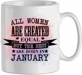 All the woman are created equal, but the best are born in January ' roze| Cadeau| cadeau voor haar| Verjaardag | Beker 31 CL