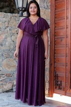 HASVEL -Paarse Groote maat jurk- maat 4XL-Galajurk-Avondjurk-HASVEL-Purple Plus Size Dress-Size 4XL-Prom Dress-Evening Dress