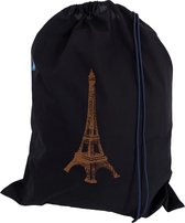 Bluvardi-Katoenen waszak -XL - met trekkoord - Eiffel Tower - Zwart