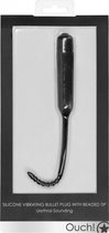 Silicone Vibrating Bullet Plug With Beaded Tip - Black - Urethral Toys black