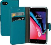 Apple iPhone SE (2022) Hoesje - Mobiparts - Saffiano Serie - Kunstlederen Bookcase - Turquoise - Hoesje Geschikt Voor Apple iPhone SE (2022)