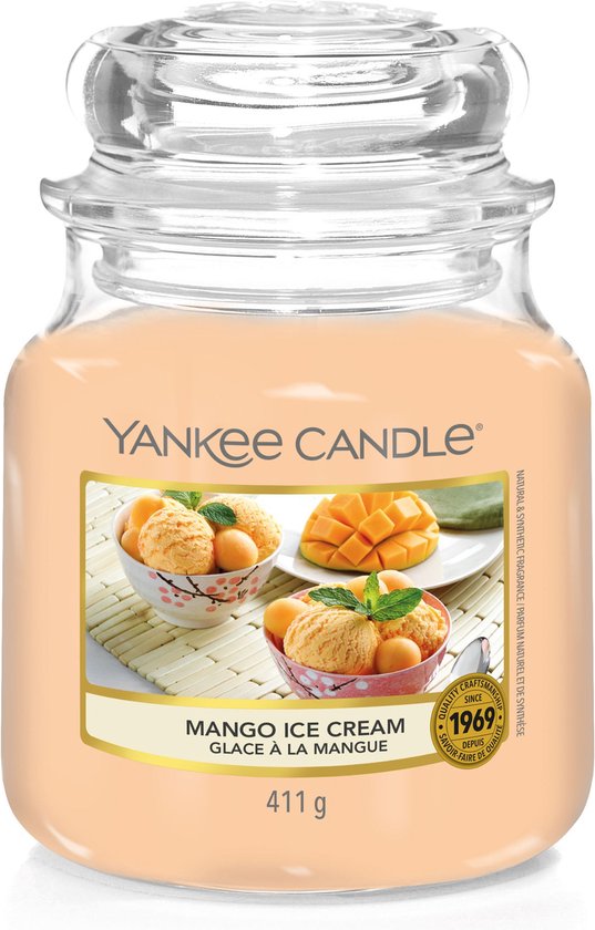 Bougie parfumée Yankee Candle Medium Jar - Crème glacée à la Mango