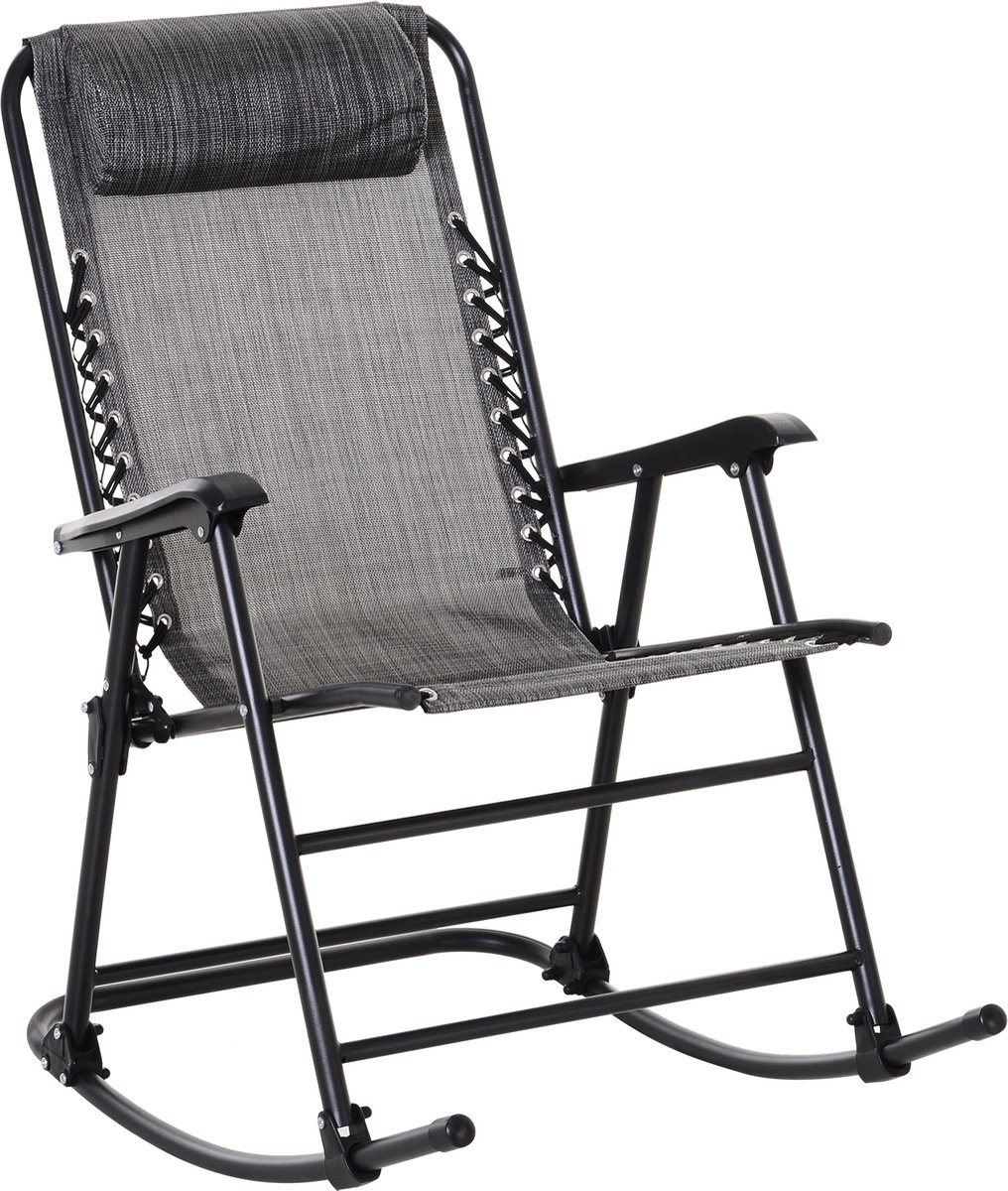 Outsunny Rattan Schommelstoel Tuinbank met Stalen Frame en Kussen Schommelbank 98 x 111 x 74 cm