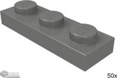 LEGO Plaat 1x3, 3623 Donkergrijs 50 stuks