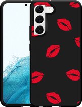 Galaxy S22+ Hoesje Zwart Red Kisses - Designed by Cazy