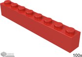 Lego Bouwsteen 1 x 8, 3008 Rood 100 stuks