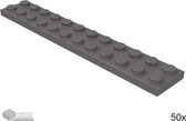 LEGO Plaat 2x12, 2445 Donker blauwgrijs 50 stuks