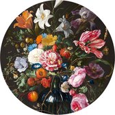 Behangcirkel Vaas Met Bloemen | ⌀ 30 cm | Zelfklevend | Wanddecoratie | Ronde Muursticker | Muurcirkel Binnen