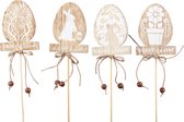 Oneiro’s Luxe cb. 12 wooden eggs/stick 4 ass. Natural 5x7cm – decoratie – pasen – paasdecoratie – paashaas – eieren – has – kip – gekleurde eieren – paastak – lente – feestdecorati