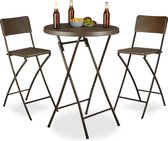 Relaxdays 3-delige statafel set met 2 stoelen - inklapbaar - barstoelen - hoge tafel bruin