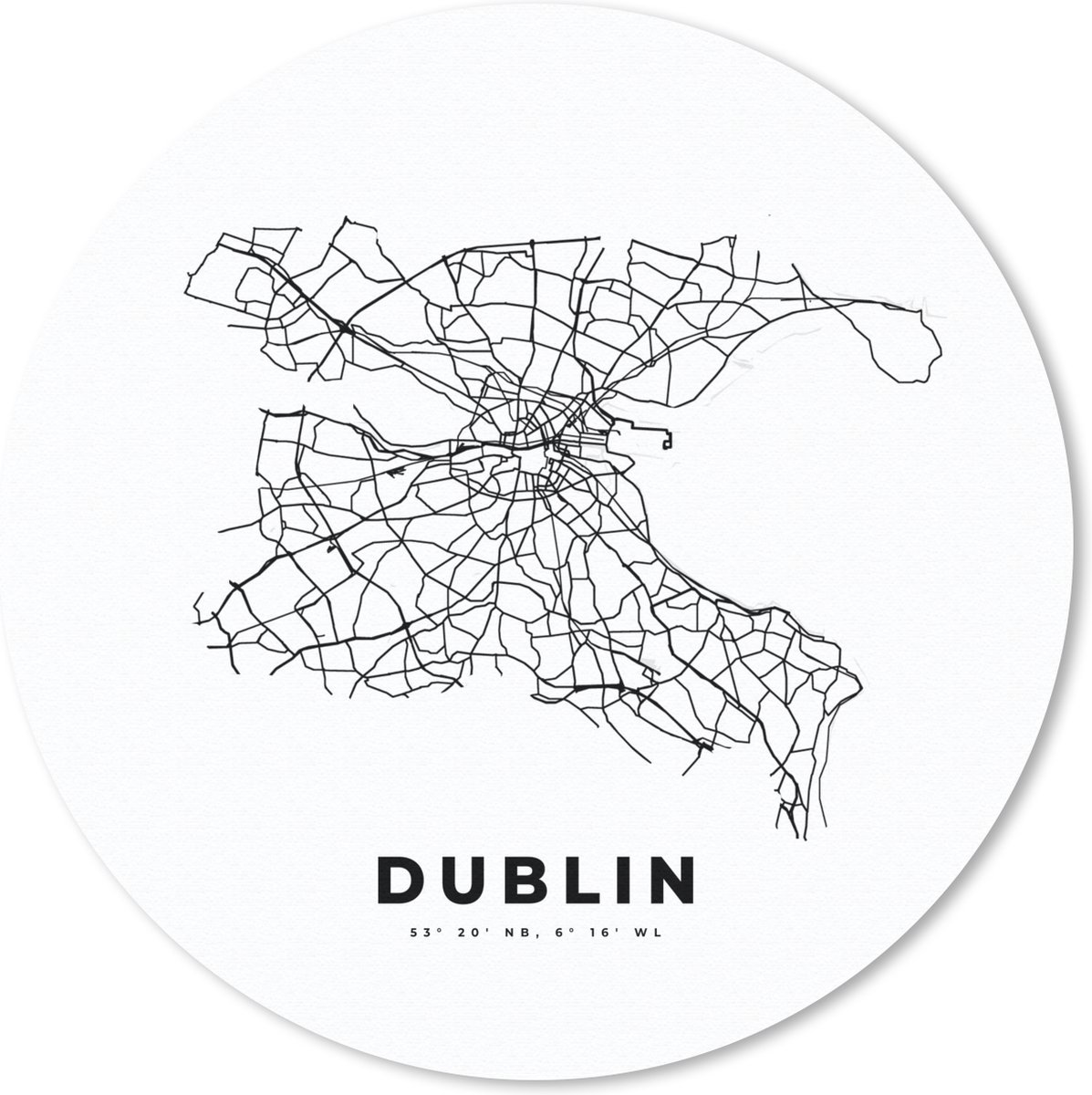 Muismat rond 20x20 cm - Mousepad Dublin - Stadskaart - Ierland - Ronde muismatten