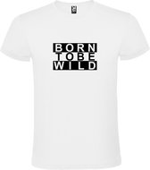 Wit T shirt met print van " BORN TO BE WILD " print Zwart size M