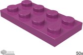 LEGO Plaat 2x4, 3020 Magenta 50 stuks