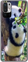 Geschikt voor Xiaomi Redmi Note 10 5G hoesje - Panda's - Boom - Natuur - Siliconen Telefoonhoesje