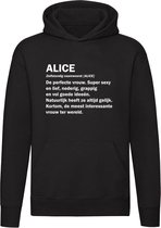 Alice | Unisex | Trui | Sweater | Hoodie | Capuchon | Zwart | Meisjesnaam | Woordenboek | Encyclopedie | Verjaardag | Grappig | Cadeau