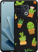 OnePlus 10 Pro Hoesje Zwart Happy Cactus - Designed by Cazy