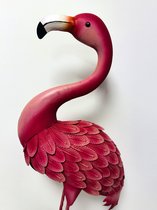 Boltze - Flamingo - Beeld - Rood - Metaal - 96cm