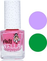 Miss Nella kinder nagellak set van 3 nagellakjes- Roze. Lila en groen ( afpelbaar)