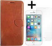 Fooniq Boek Hoesje Bruin + Screenprotector - Geschikt Voor Apple iPhone 5/5S/SE 2016