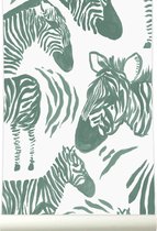 Roomblush - Behang Zebra - Groen - Vliesbehang - 200cm x 285cm