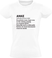 Anke | Dames T-shirt | Wit | Meisjesnaam | Woordenboek | Encyclopedie | Verjaardag | Grappig | Cadeau