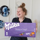 "Beterschap!" - Mega Milka 900 gram - Chocoladereep Cadeau - Chocolade