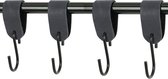 4x Leren S-haak hangers - Handles and more® | NAVY - maat L (Leren S-haken - S haken - handdoekkaakje - kapstokhaak - ophanghaken)